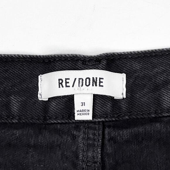 RE/DONE 70s High Rise Skinny Bootcut Jeans Size 31 Black Undone Hem - Picture 4 of 7